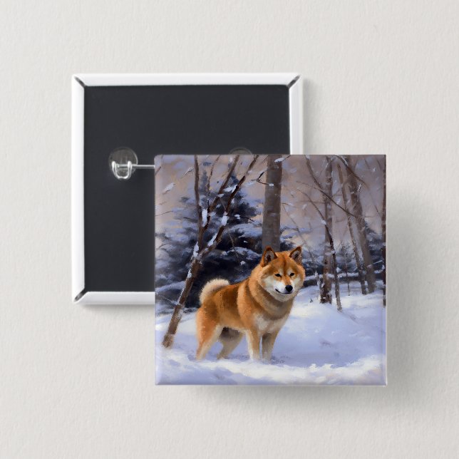 Shiba Inu Let It Snow Christmas  Button (Front & Back)