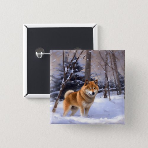 Shiba Inu Let It Snow Christmas  Button