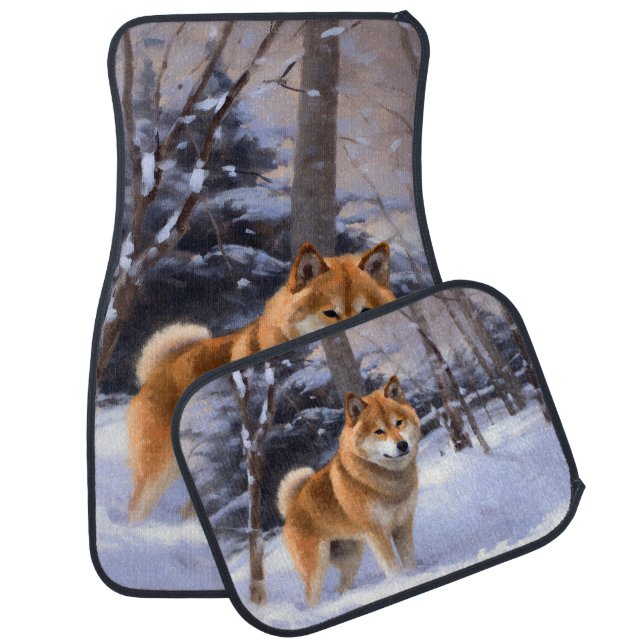 Shiba Inu Let It Snow Christmas  Car Floor Mat (Set)