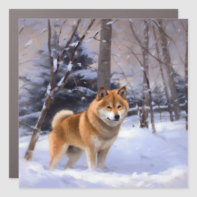 Shiba Inu Let It Snow Christmas  Car Magnet (Front)