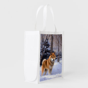 Shiba Inu Let It Snow Christmas  Grocery Bag