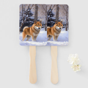 Shiba Inu Let It Snow Christmas Hand Fan