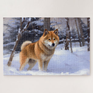 Shiba Inu Let It Snow Christmas Jigsaw Puzzle