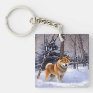Shiba Inu Let It Snow Christmas  Keychain