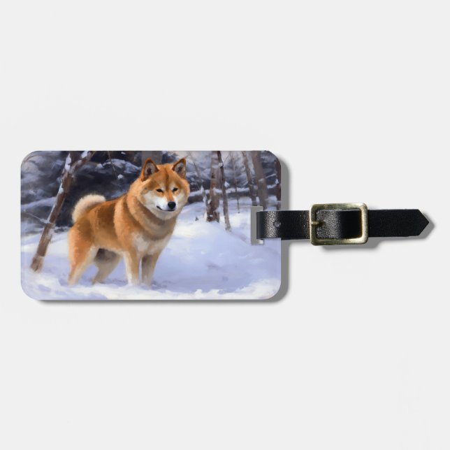 Shiba Inu Let It Snow Christmas  Luggage Tag (Front Horizontal)