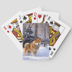 Shiba Inu Let It Snow Christmas Poker Cards