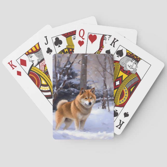 Shiba Inu Let It Snow Christmas  Poker Cards (Back)