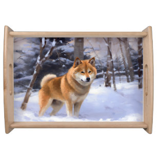 Shiba Inu Let It Snow Christmas Serving Tray