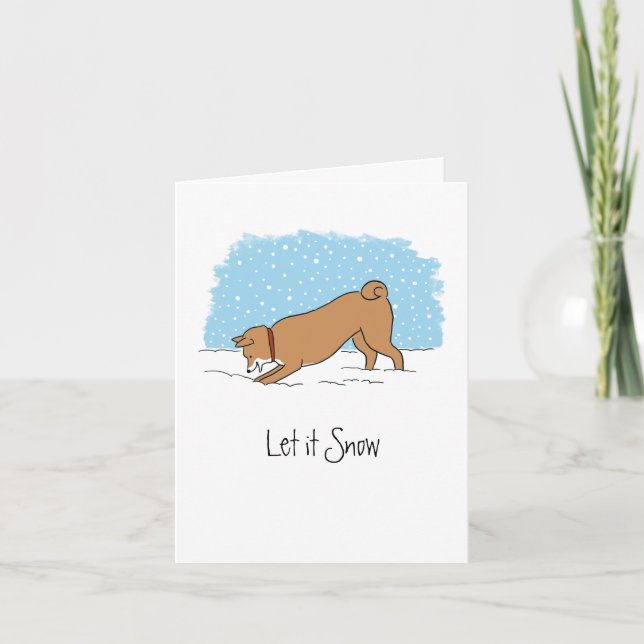Shiba Inu Let It Snow - Happy Dog Christmas Xmas Holiday Card (Front)