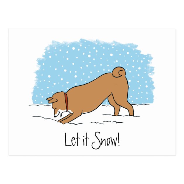 Shiba Inu Let It Snow - Happy Dog Holiday Postcard