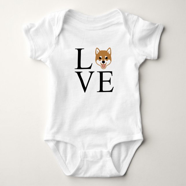 Shiba Inu Love Baby Bodysuit (Front)