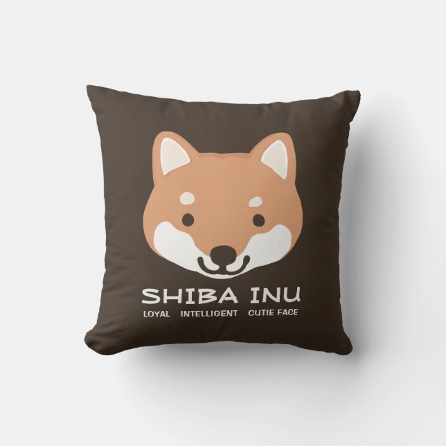 Shiba Inu Loyal Intelligent Cutie Face | Cute Dog Throw Pillow (Front)