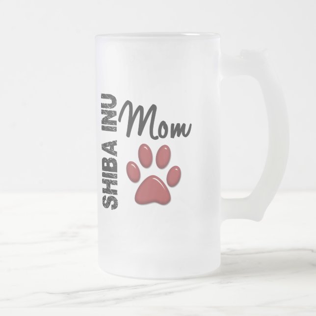 Shiba Inu Mom 2 Frosted Glass Beer Mug (Right)