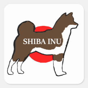 shiba inu name silhouette on Japan-flag red sesame Square Sticker