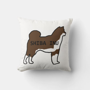 Shiba Inu name silhouette red sesame Throw Pillow