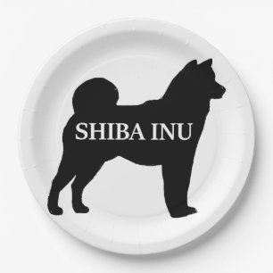 Shiba Inu name silo black Paper Plates