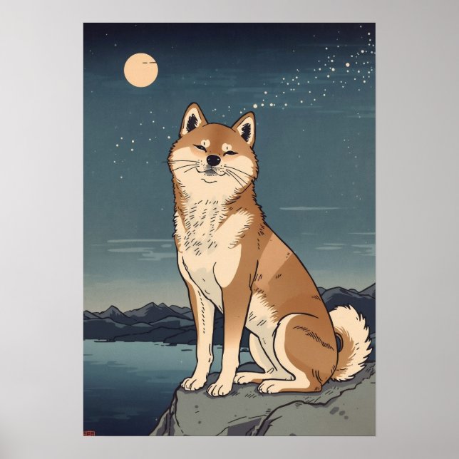 Shiba Inu Night Sky Poster (Front)