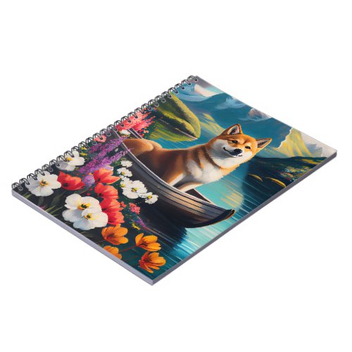 Shiba Inu on a Paddle A Scenic Adventure Notebook