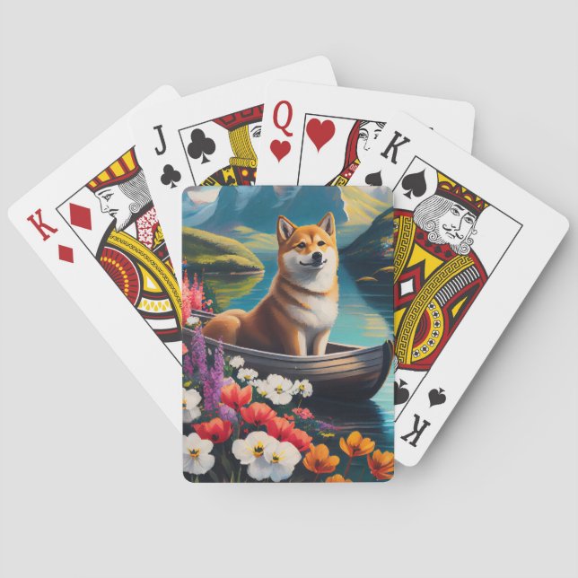 Shiba Inu on a Paddle: A Scenic Adventure Poker Cards (Back)