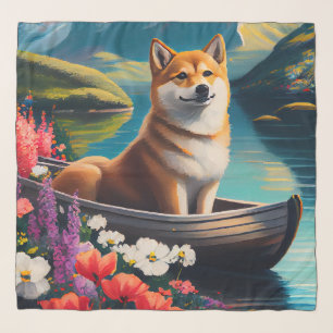 Shiba Inu on a Paddle: A Scenic Adventure Scarf