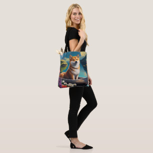 Shiba Inu on a Paddle: A Scenic Adventure Tote Bag