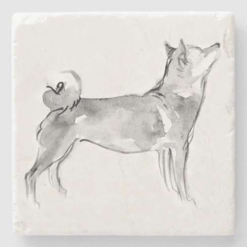 Shiba Inu Original Painting Dog Year Birthday SMC Stone Coaster