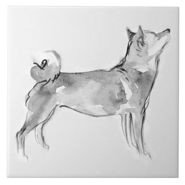Shiba Inu Original Painting Dog Year Birthday T Ceramic Tile (Front)
