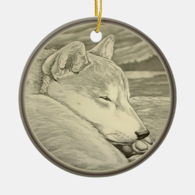 Shiba Inu Ornament Personalized Dog Art Decoration (Front)