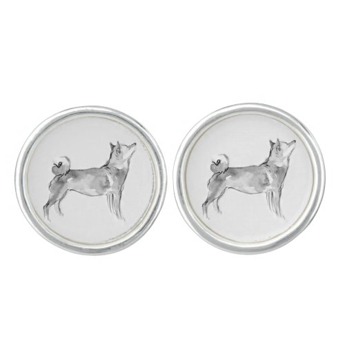 Shiba Inu Painting 1 Chinese Dog Year Zodiac CuffL Cufflinks