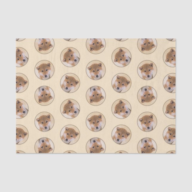 Shiba Inu Painting Red Cute Original Pet Dog Art Tissue Paper (Front)