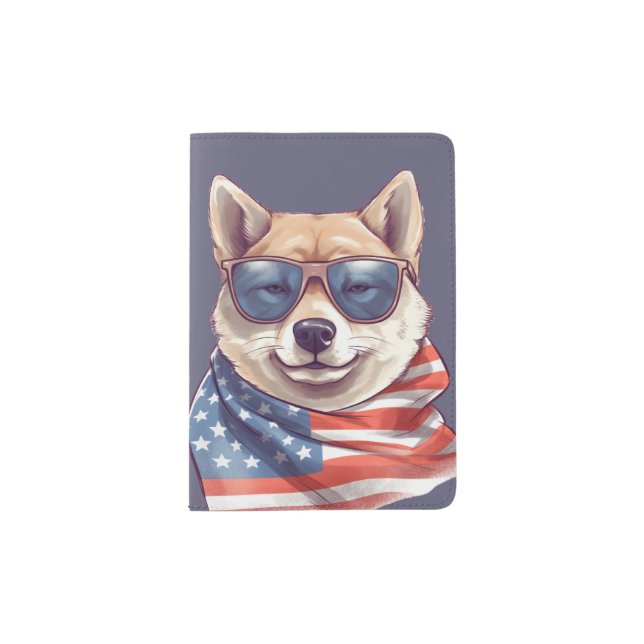Shiba inu Patriotic Passport Holder (Front)
