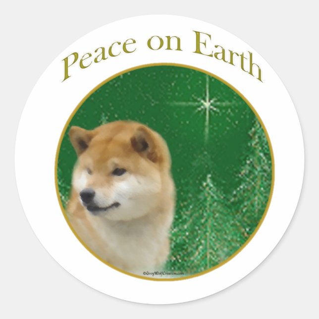 Shiba Inu Peace Classic Round Sticker (Front)