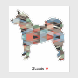 Shiba Inu Plaid Geometric Pattern Silhouette Sticker