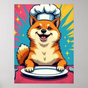 Shiba Inu : Pop Art Dog Chef Poster