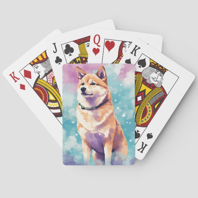 Shiba Inu Pop Art Dreamy & Whimsical Design Poker Cards (Back)