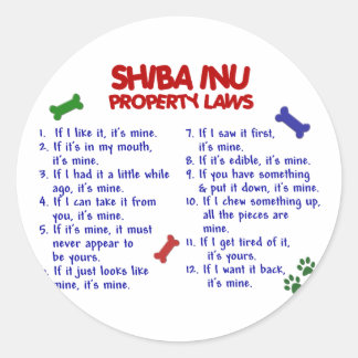 SHIBA INU Property Laws 2 Classic Round Sticker