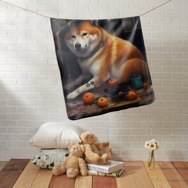 Shiba Inu Pumpkins Halloween Scary Baby Blanket (In Situ)