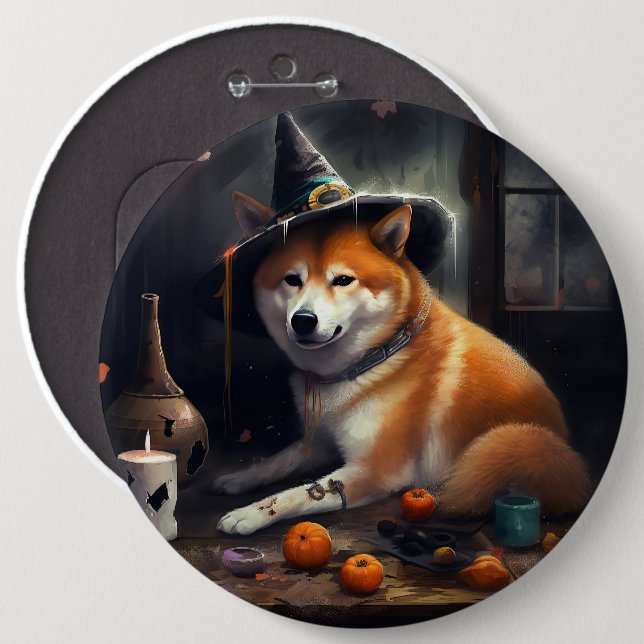 Shiba Inu Pumpkins Halloween Scary Button (Front & Back)