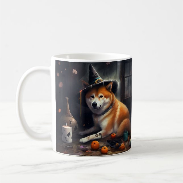 Shiba Inu Pumpkins Halloween Scary Coffee Mug (Left)