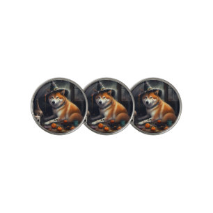 Shiba Inu Pumpkins Halloween Scary Golf Ball Marker