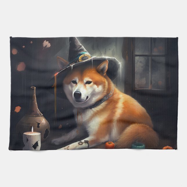 Shiba Inu Pumpkins Halloween Scary Kitchen Towel (Horizontal)
