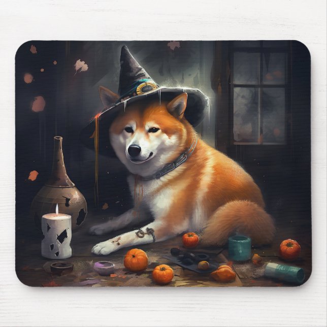 Shiba Inu Pumpkins Halloween Scary Mouse Pad (Front)