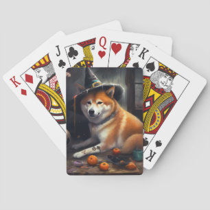 Shiba Inu Pumpkins Halloween Scary Poker Cards