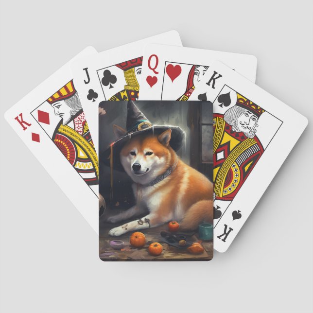 Shiba Inu Pumpkins Halloween Scary Poker Cards (Back)