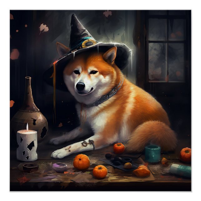 Shiba Inu Pumpkins Halloween Scary Poster (Front)