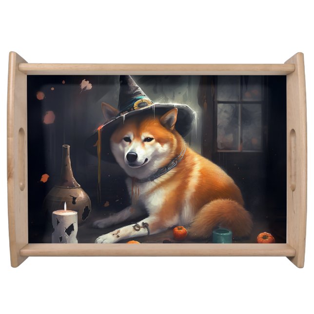 Shiba Inu Pumpkins Halloween Scary Serving Tray (Front)