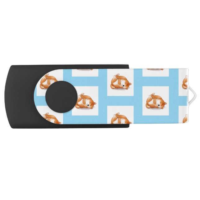 shiba inu puppies on the back pattern flash drive  (Front)
