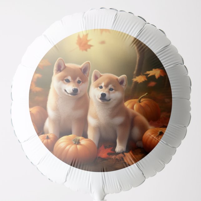 Shiba Inu Puppy Autumn Delight Pumpkin Balloon (Front)