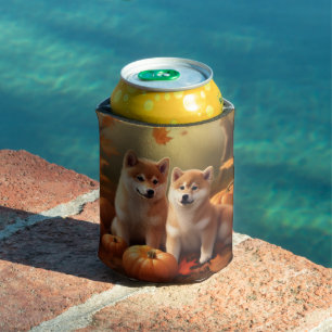 Shiba Inu Puppy Autumn Delight Pumpkin Can Cooler