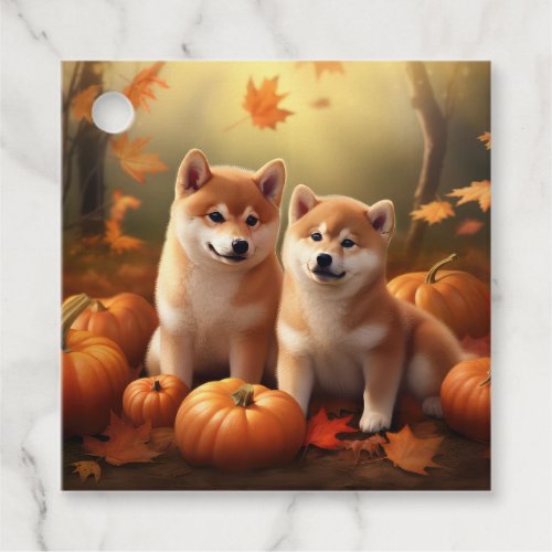 Shiba Inu Puppy Autumn Delight Pumpkin Favor Tags